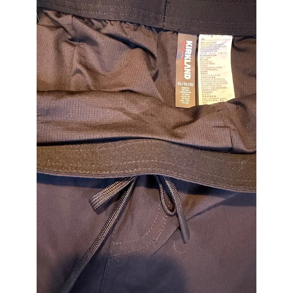 Kirkland Signature Mens Swim Shorts Black XL Recycled Stretch Trunks Boardshorts